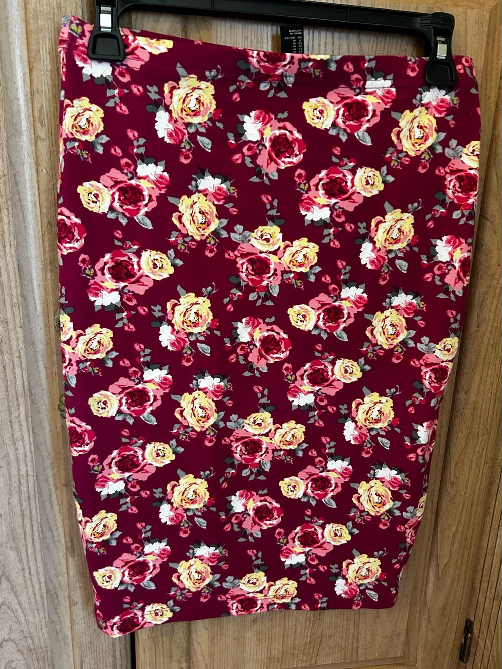 Floral Pencil Skirt - Burgundy Floral - Picture 2 of 2